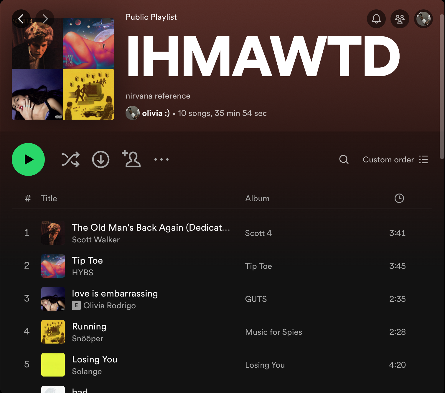 snapshot of the DSGN 1020 playlist on spotify