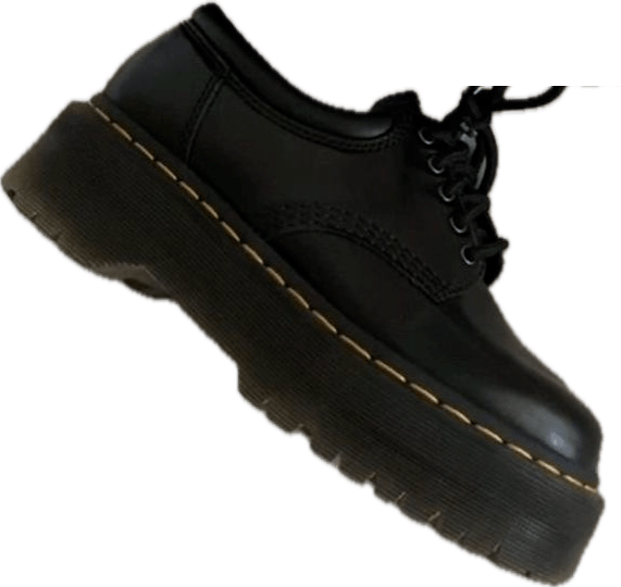 Low-top, lace-up, platform Doc Martens, black leather