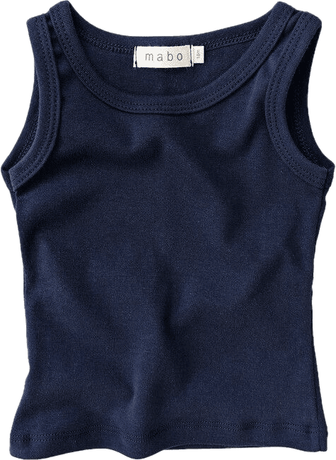 a navy blue tank top, slightly cropped and tight